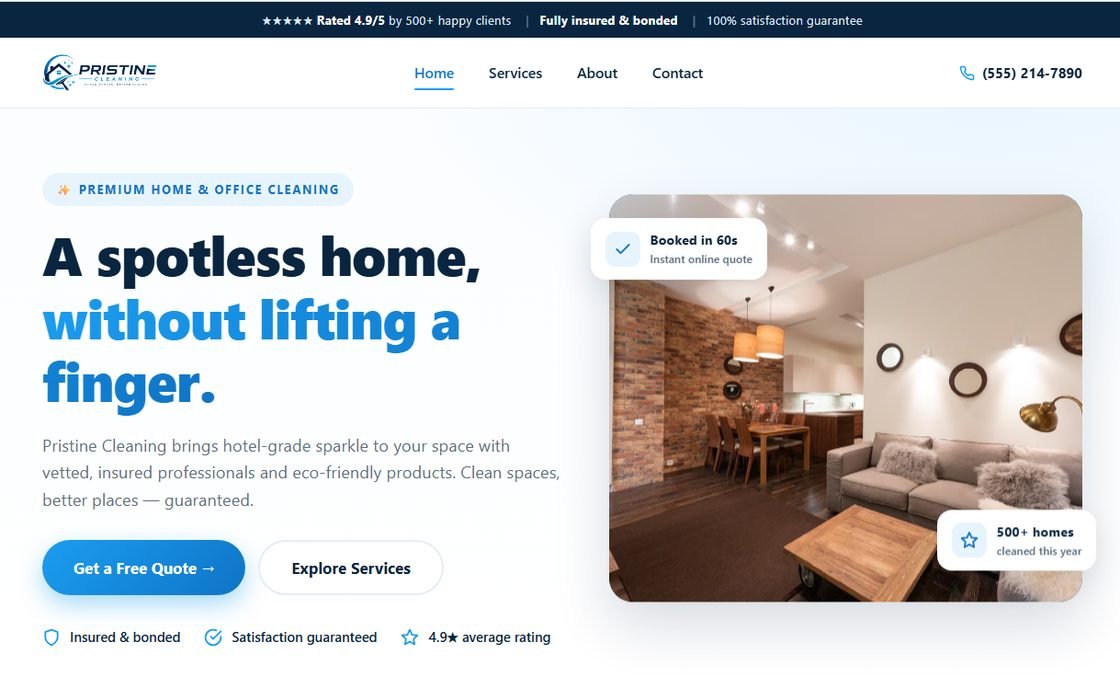 Cleaning service website demo